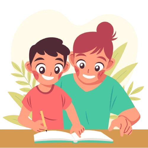 Illustration of a parent helping a child